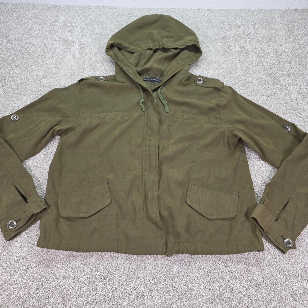 Brandy Melville Hailey Olive Green Hooded Utility Jacket‎ Micro Modal Women L